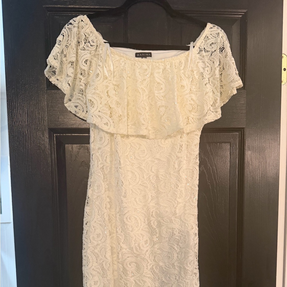Marina Ivory Lace Cocktail Dress – Size 4 – New Without Tags